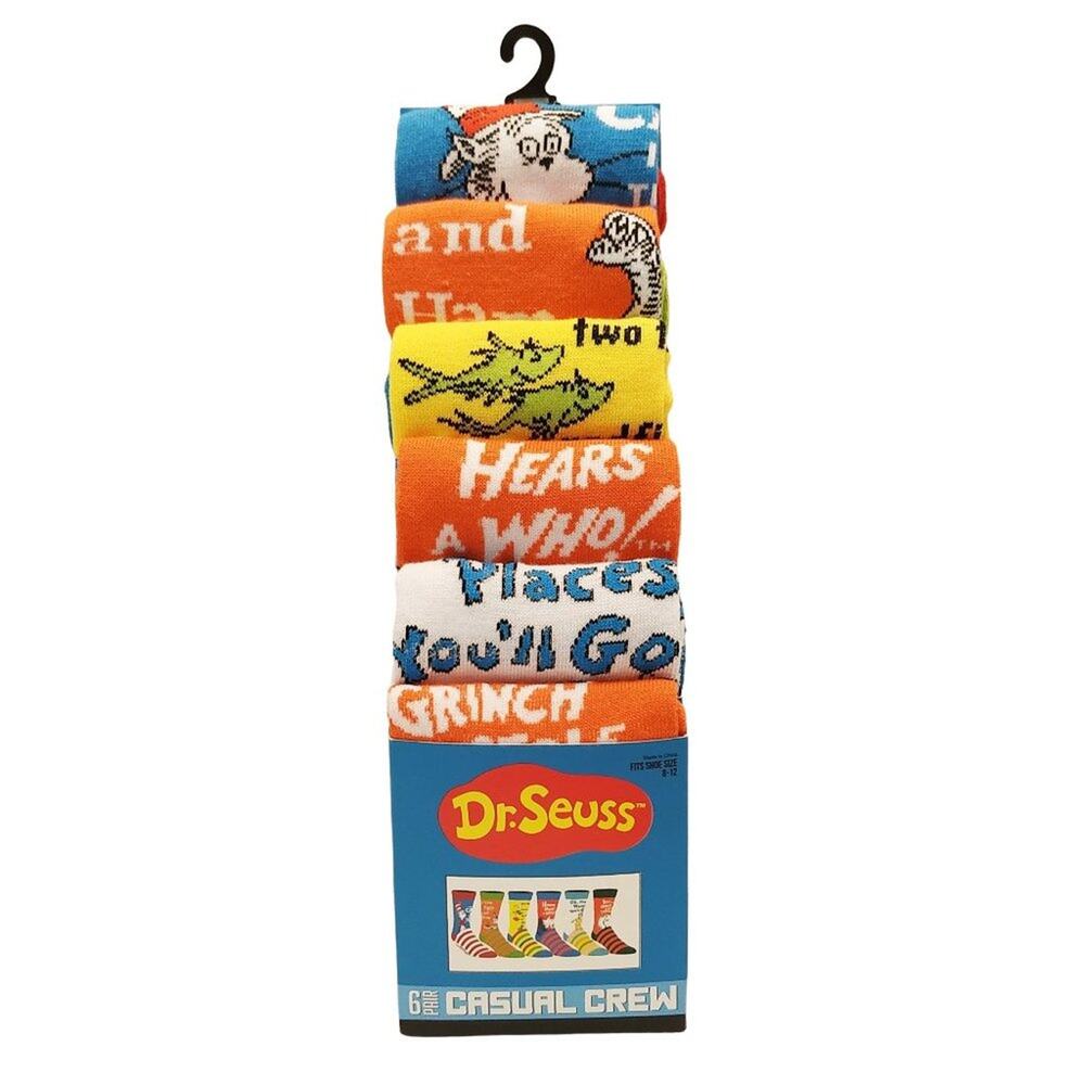Dr. Seuss Casual Crew Socks-6 Pairs